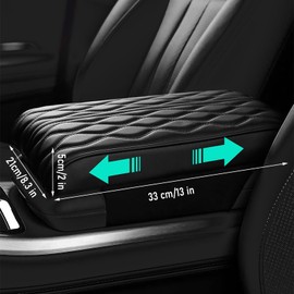 CISSIYOG Car Armrest Pad, Car Center Console Cover Pad Leather Auto Armrest Cover, Universal Arm Rest Cushion Pads for Most Vehicle, SUV, Truck, Car - Black