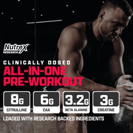 Nutrex Research Outlift Clinical | Clinically Dosed Pre Workout Powder with Creatine, 8G Citrulline, EAA | Energy, Performance, Pump Preworkout Supplement for Men & Women (22 Servings, Fruit Punch)