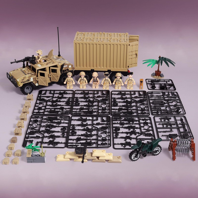 Yanscian Military Vehicle Building Blocks Sets with 7 Minifigures Army