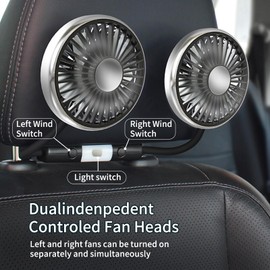 USB Car Fan for Backseat - Dual Head 360° Rotatable Car Cooling Fan with 3 Speeds, Strong Airflow & Quiet Operation - Flexible Clip Design for Cars, Trucks and Long Drives