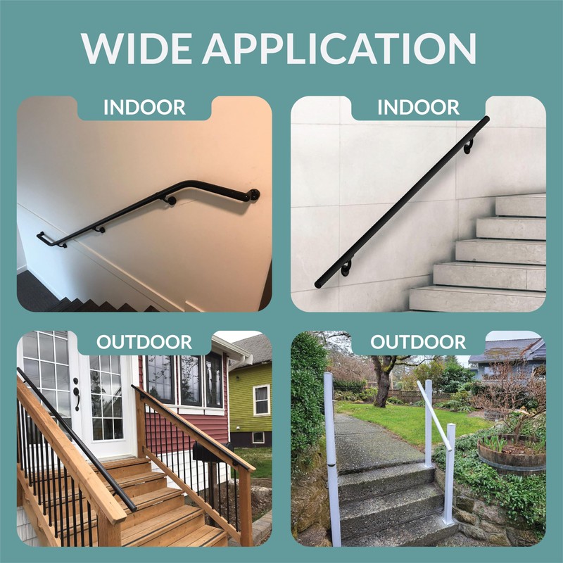 Hand Rails for Outdoor Steps – 3FT Black (Aluminum), Outdoor