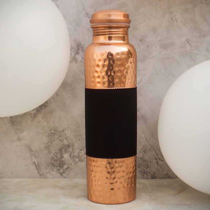 ANCIENTIMPEX Pure Copper Water Bottle Dark Cherry Pattern 1000 Ml