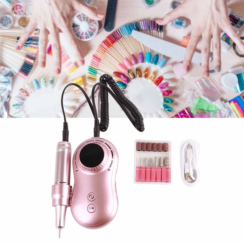 Nail Drill Machine 35000RPM LCD Display USB Rechargeable Electric Nail