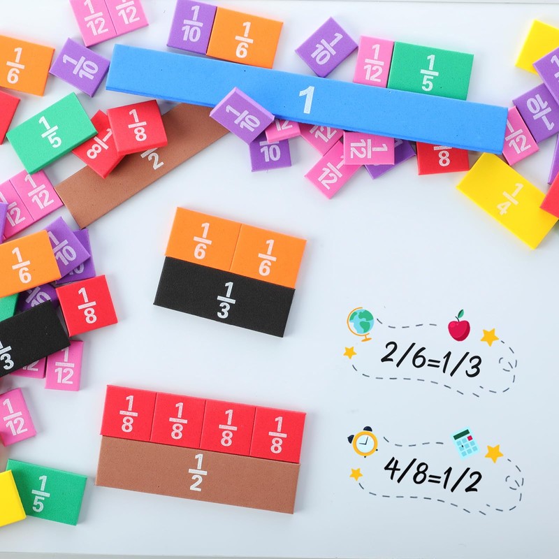 Sayglossy 36 Sets Fraction Tiles Set for Math Classroom Fractions