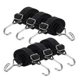 Bungee Cord with Hooks, 6 Pieces 0.6 m, Rubber Expander Bicycle, Extra Strong Tie Down Straps, with Metal Hooks, for Bicycle, Motorcycle, Car Transporter, Camping (Black)