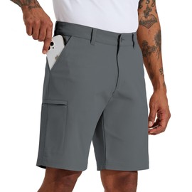 Willit Men's Golf Shorts 10" Stretch Quick Dry Hiking Cargo Shorts for Dress Casual Work with Pockets Deep Gray 38