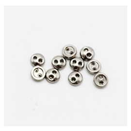 50 PCS 2 Hole Mini Metal Round Buttons Small Bread Buttons for Doll Clothes Bag Deoration Sewing Craft (Silver, 5mm)