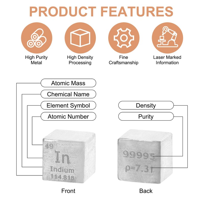 sourcing map Indium Cube, 0.5 Inch High Density Metal Element