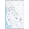 Western Ski Resorts Map 24x36 Poster (White & Light Blue)