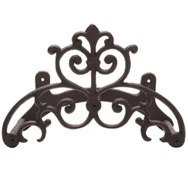 MyGift Brown Heavy Duty Cast Iron Outdoor Garden Hose Hanger Wall Mounted Water Hose Holder Reel with Vintage Scrollwork Design
