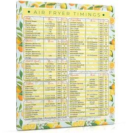 SwiftCube Air Fryer Magnetic Cheat Sheets, Multicooker Cheat Sheet Recipe Magnets, with Cooking Temperature, Time & Size Chart Conversion Measurement, Orange-Lemon Kitchen Decor, 8.5"x11" Citrus Dream