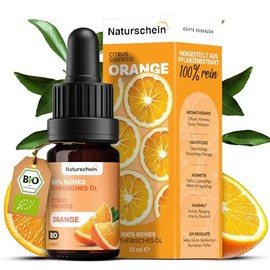 Naturschein BIO Orangenöl 10ml [100 % Naturrein] | Ätherisches Öl für Aromatherapie, Hautpflege & Küche | Lebensmittelecht & Vielseitig Anwendbar