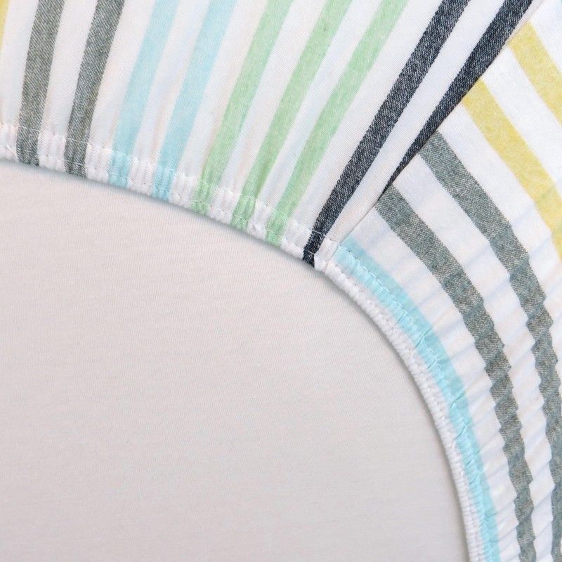 HonestBaby Organic Cotton Fitted Crib Sheet, Rainbow Stripe Blues, One