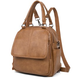 Kiepoar Women Fashion Leather Backpack, Casual Multi Functional Daypack 3-in-1 as Rucksack Shoulder Bag Handbag, Stylish Lightweight Chic Multipockets Purse for Office School Travel