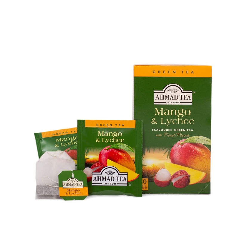 Ahmad Tea Mango & Lychee Green Tea, 20 Count