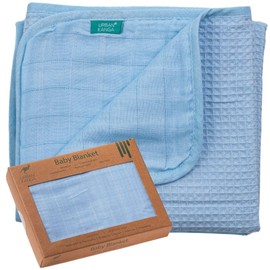 Urban Kanga Baby Blanket 2-Layer Cuddly Blanket Wrap Made of 100% Cotton 100 x 70 cm (Crystal Blue)
