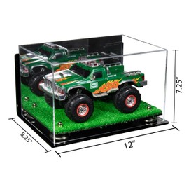 Better Display Cases Acrylic Versatile Display Case - Medium Rectangle Box with Mirror Case, Silver Risers, Wall Mount and Turf Base 12" x 8.25" x 7.25" (A018/V40)