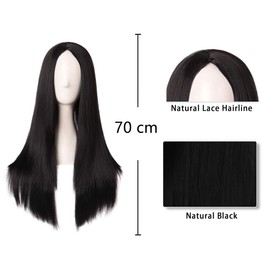 YINZZTRY Black Long Straight Wig for Women, Long Black Straight Wig, Long Straight Synthetic Wigs, Wig Black Long Straight Wig for Women, for Cosplay, Costume Party, Carnival