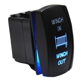 Wsays 7Pin Winch in Out Momentary Rocker Toggle Switch Blue Backlit 20A 12V Compatible with ATV UTV Truck Ranger RZR Commander Maverick