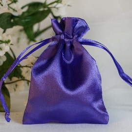 TABLECLOTHSFACTORY 12PCS Purple Satin Gift Bag Drawstring Pouch Wedding Favors Bridal Shower Jewelry Bags - 3"x4"