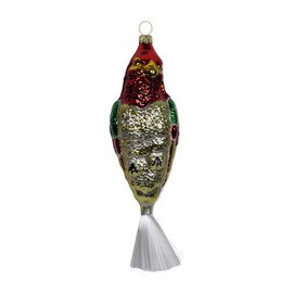 Lauschaer Glas Large Parrot White Matt / Colourful Christmas Tree Decoration Mouth-Blown Hand-Decorated Original