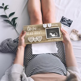 Baby Sonogram Picture Frame with Countdown Weeks - 3 Hearts Design, 4"x3" Ultrasound Photo, Pregnancy Announcements, Gender Reveal Baby-Shower Gift, New Mom Expecting Parents to Be Keepsake Gifts
