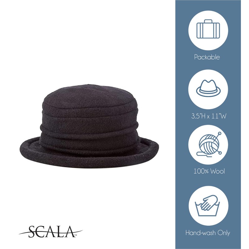 Scala Women's Packable Boiled Wool Cloche, Camel, One Size