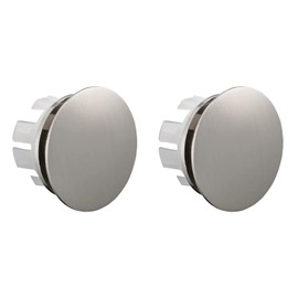 Homevacious Sink Basin Trim Overflow Cover Brushed Nickel Brass Insert in Hole Round Caps Pack of 2