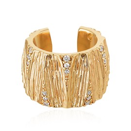 LADYGD Ear Cuff Earrings for Women 14K Gold Plated Cubic Zirconia Sparkling Trendy Huggie Ear Cuffs Non Piercing | Clip On Cartilage | Single