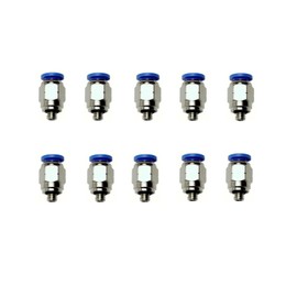 VETLEY Pneumatic PC6-U10 Male Straight Air Hose Connectors 6MM Tube OD x 10-32 Inch UNF Thread Push to Connect Fittings (Pack of 10)