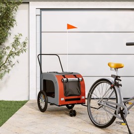 TREATLIFE HOME Durable Pet Bike Trailer for Comfortable Rides, Easy Assembly, Mesh Windows, Orange and Gray