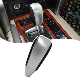 VKGUG Black Leather Silver Gear Shift Knob Shifter Compatible with Toyota Land Cruiser 4Runner Sequoia Tundra Tacoma Highlander RAV4 Lexus RX330 RX350 RX400h LX470 LS400 LS430