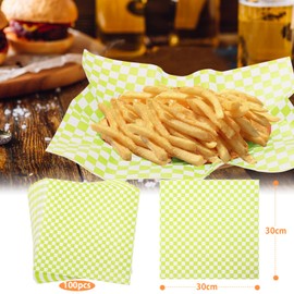 KIKISML 100 Sheets Yellow and White Checkered Deli Paper Sheets 12*12 Inch, Food-graded Greaseproof Papers Basket Liners for Sandwiches, Burgers, Fries Wrapping Paper for Party, Festival and Outdoors