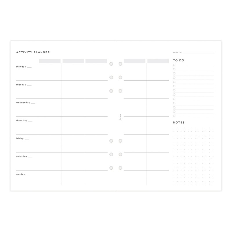 Filofax Personal Organiser Activity Planner Refill, White
