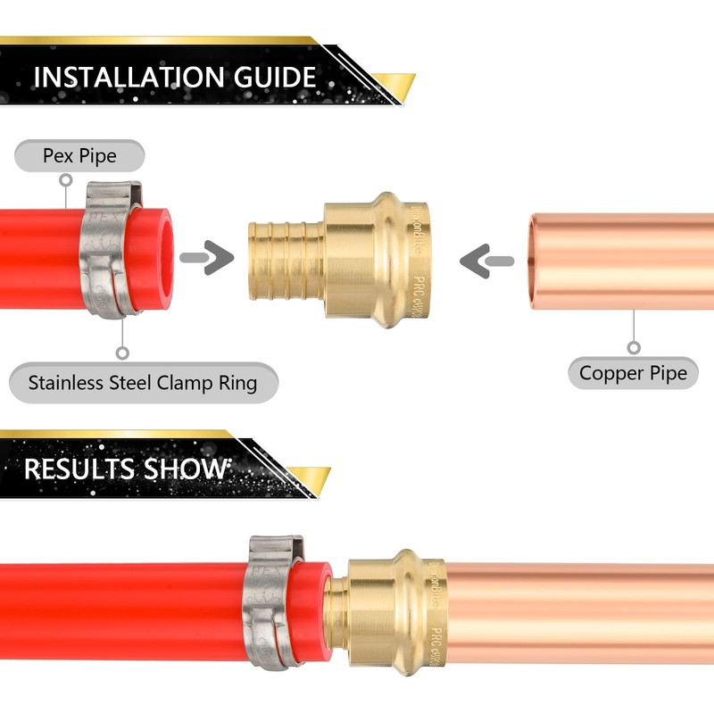 (5-PACK) FOSKAN 3/4 inch Press x 1 inch PEX Crimp,Brass