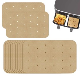 200Pcs Air Fryer Liners Disposable - Large Rectangle Parchment Paper (20.5x14cm) | Non-Stick, Unbleached & Perforated | Compatible with Ninja, Tower, Salter & Most Air Fryers