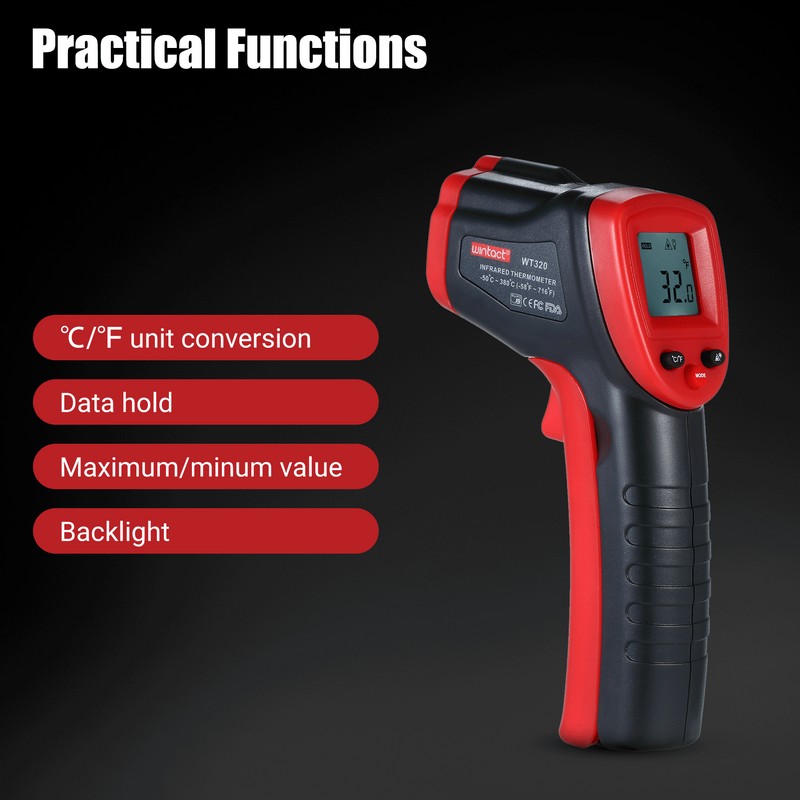 Wintact Non-Contact Infrared Thermometer -58 to 716℉ Precision Digital Thermometer
