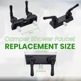 RV Shower Faucet, Camper Shower Faucet Diverter with Classical Handles, 4" RV Shower Valve Diverter for Camper Van, Outside and Inside Bathroom Shower (Black)