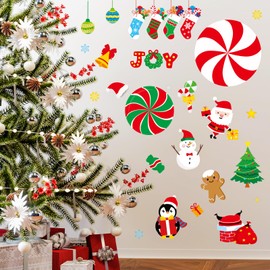 Christmas Peppermint Floor Decals Footprints Stickers 132 Pieces Christmas Floor Wall Decal for Christmas Candy Land Party Decorations Xmas Candy Stickers for Classroom Living Room Home Office Decor