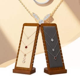 Woodten Solid Wood Pendant Necklace Stand Display Props Jewelry Display Stand for Necklace(Grey)