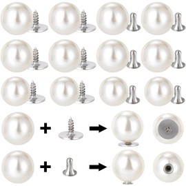Nuorest 60 Sets Pearl Brooch Buttons, No Sew Buttons, Pearls Rivets Studs Buttons, Pearls Screw Studs Buttons for Shirt Coat Dress, for Women Girls (10mm/12mm)