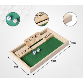 Flero Shut The Box - 2 Players - Dice Game - Tactics and Calculation Game (1-12)