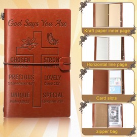 Tenare 2 Pcs Christian Gifts for Women Men Bible Verse Leather Journals Religious Faith Gifts Inspirational Friend Birthday Gifts Christmas Catholic Gifts(God Cares for You)