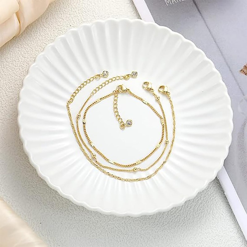 NJCXOLA Women's Bracelet Set, Gold, Chain Bracelets, Delicate Gold-Plated Bracelet,