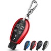 QBUC for Dodge Key Fob Cover with Keychain TPU Key Case Compatible with 2008-2018 Dodge Ram Jeep Chrysler Model Accessories (Red)