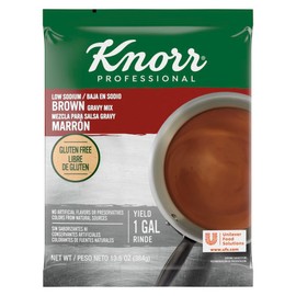 Knorr Professional Low Sodium Brown Gravy Mix Vegan, Gluten Free, No Artificial Flavors or Preservatives, No added MSG, Dairy Free, Colors from Natural Sources, 13.5 oz, Pack of 6