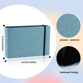 2 Pack Small Photo Album 6x4, 200 Photos Small Mini Linen Photo Album, Flip Photo Book Photo Album Pockets with Slip-In Album for Baby Wedding Holiday Family Birthday Travel (Blue, 6x4inch)