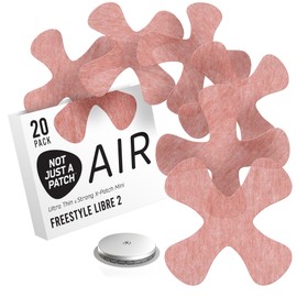 Not Just A Patch Freestyle Libre 2 Covers (20 Pack) - Thin, Strong and Light, Ultra-Long 14 Day Adhesion - Durable Lingo CGM & Libre 2 Sensor & Protector Patches - Air X-Mini Brown
