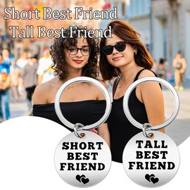Funny Matching Friendship Gifts for Women Girls Best Friend Keychain Gifts for Bestie Bestfriend Birthday Gifts for Women Girl Soul Sister Short Best Friend Tall Best Friend Keychain Set for 2