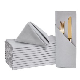 BALCONY & FALCON Cotton Napkins 50 x 50 cm Soft and Absorbent Washable Foldable Napkins Suitable for Weddings Festivals Family Celebrations Hotels Parties Pack of 12 Grey